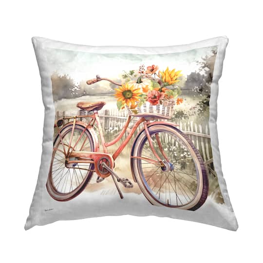 Stupell Industries Autumn Floral Bicycle Decorative Printed Throw Pillow